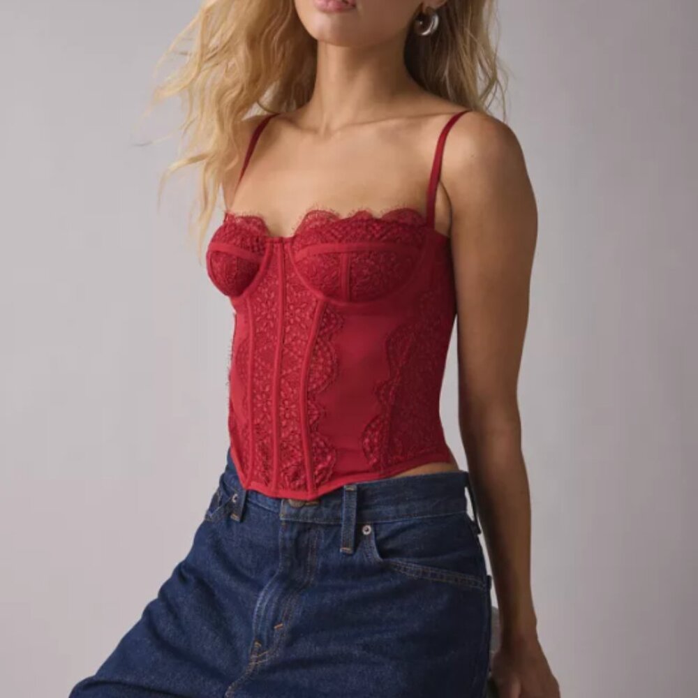 Urban Outfitters Red Lace Crop Top